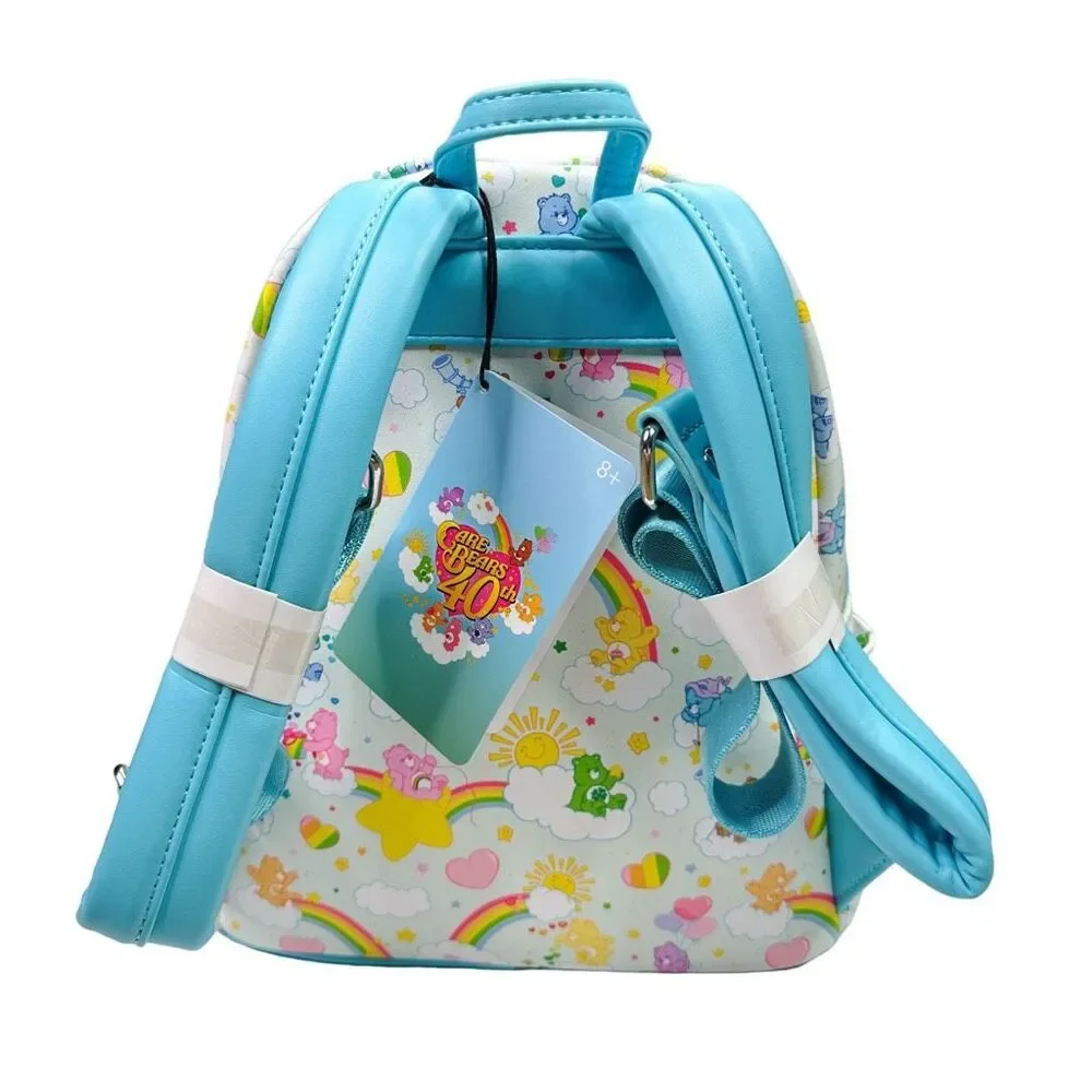 Loungefly x Care Bears 40th Anniversary Rainbow Mini Backpack 9” x 10.5” x 4.5”